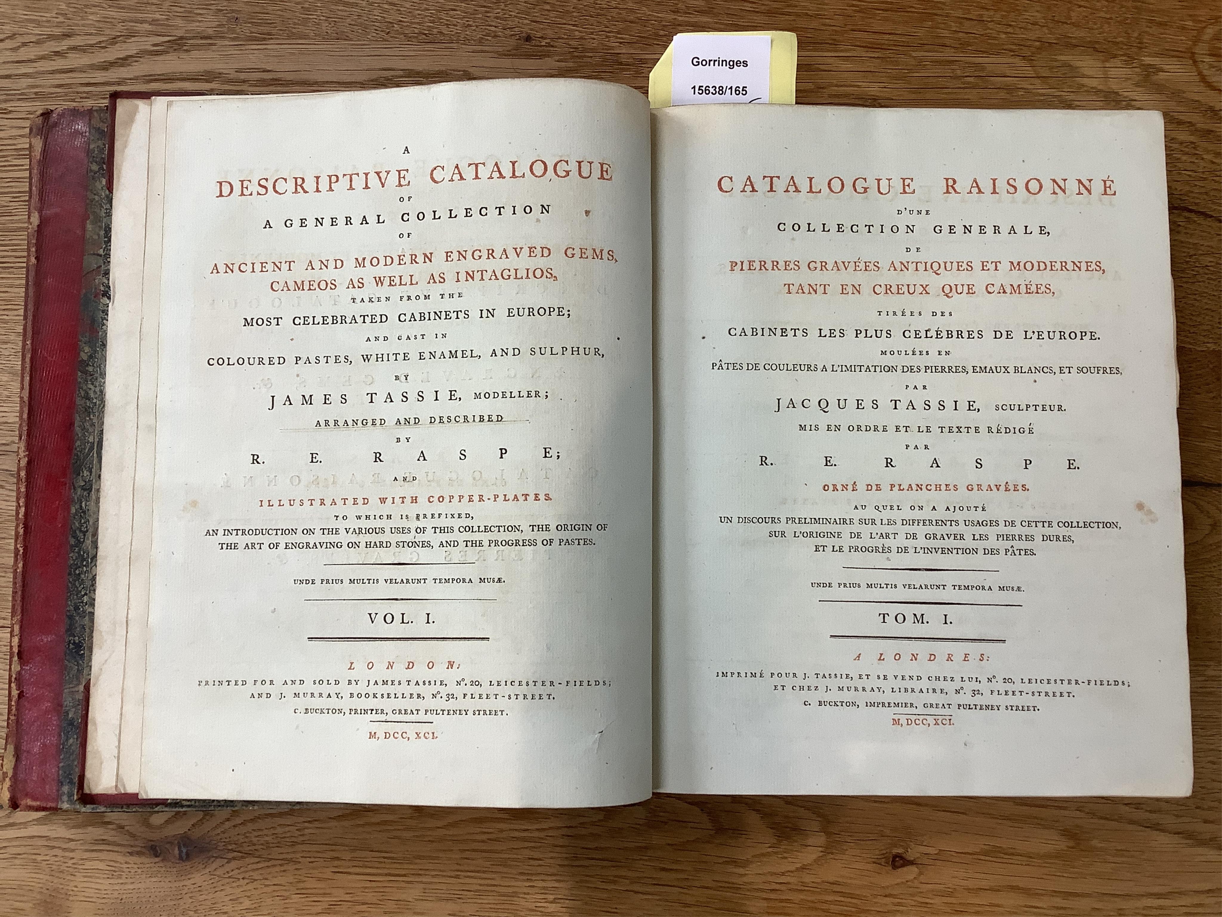 Raspe (Rudolph Erich). A Descriptive Catalogue of a General Collection of Ancient and Modern Engraved Gems, Cameos as well as Intaglios, taken from the most Celebrated Cabinets in Europe, and cast in coloured pastes, whi